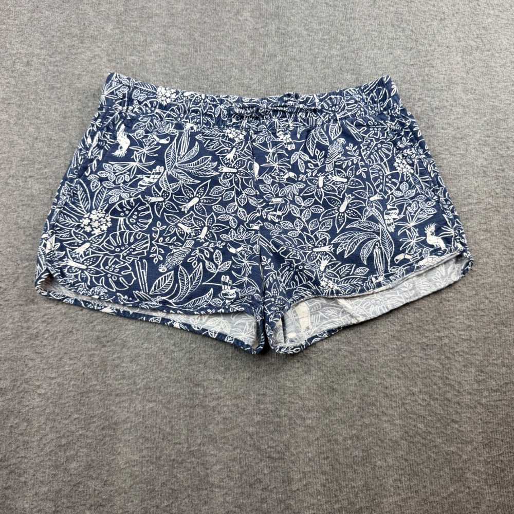 Gap Floral Bird Shorts Womens 4 Blue Tropical Cotton Rayon Elastic Waist Pocket‎